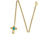 43561 - Gold Turquoise Cross Pendant Necklace