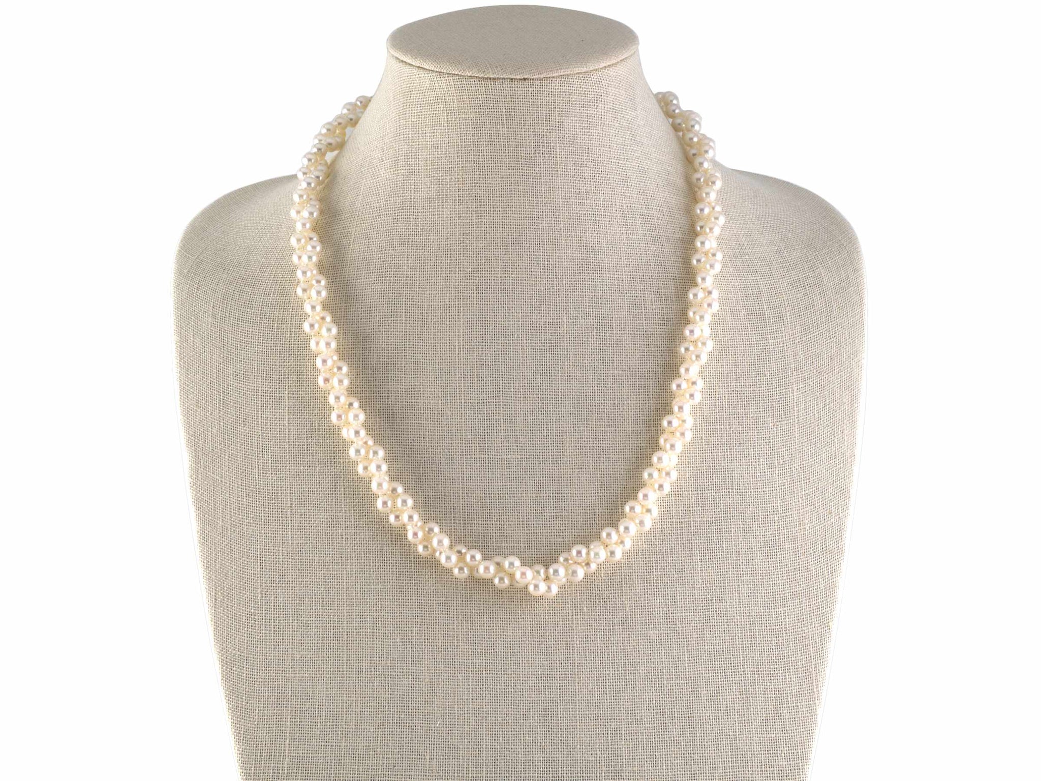14k Yellow Gold Fresh Water Double Strand Pearl Necklace 16