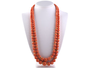 43574 - Victorian Gold Diamond Coral Necklace