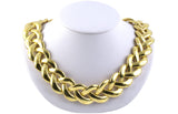 43583 - SOLD - De Vroomen Repousse Gold Woven Hammered Link Necklace