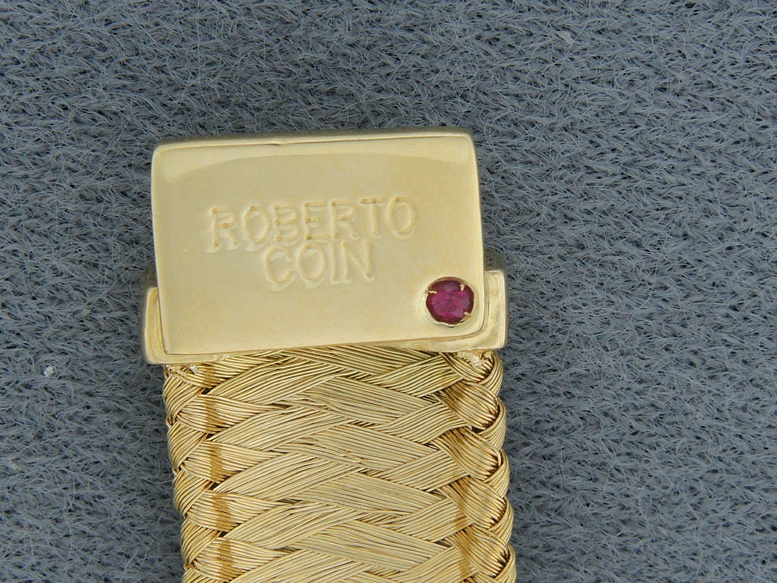 Vintage Signed Roberto Coin 18kt Yellow Gold Mesh Necklace