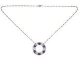 43611 - SOLD - Edwardian Platinum Sapphire Diamond Circle Pendant Necklace