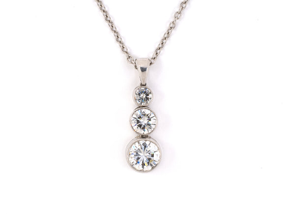 43613 - Gold Diamond 3 Stone Drop Pendant Necklace