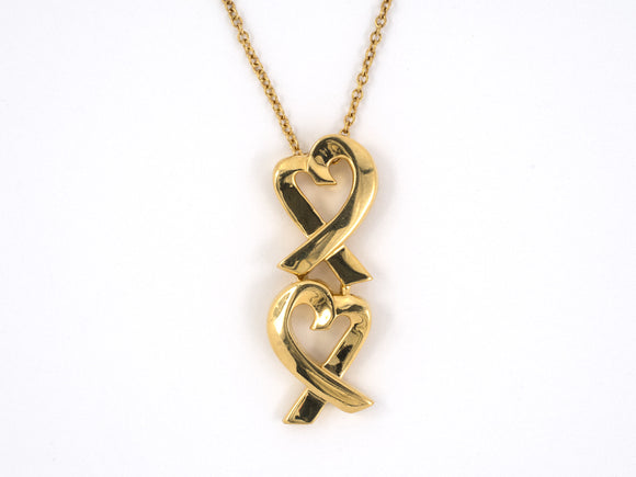 43615 - SOLD - Gold Heart Drop Pendant Necklace