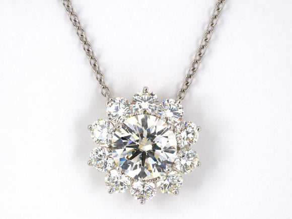 43633 - Platinum Diamond Cluster Pendant And Necklace