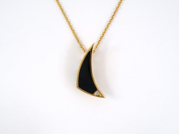 43646 - Gold Diamond Enamel Triangle Pendant Necklace