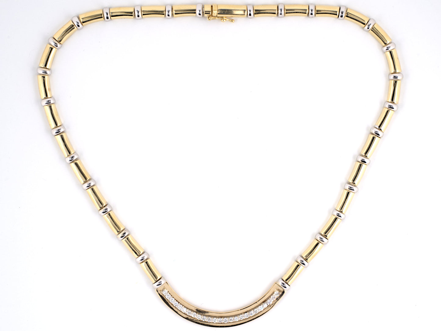 43669 - SOLD - Gold Diamond Bar Link Necklace