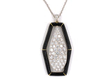 43680 - Platinum Gold Diamond Enamel Pendant Necklace