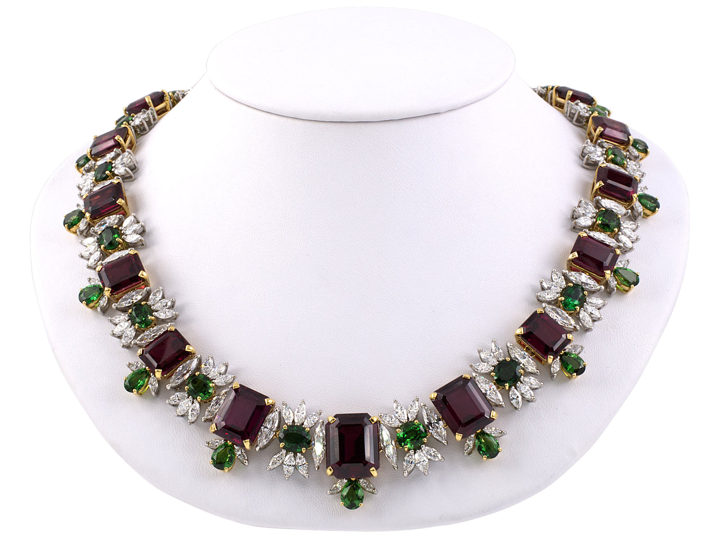 43690 - Circa 1982 Platinum Gold Rhodolite Garnet Diamond Tourmaline Necklace