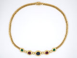 43726 - Gold Sapphire Ruby Emerald Diamond Necklace