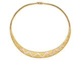 43730 - SOLD - Gold Tri Color Woven Corrugated Necklace