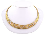 43730 - SOLD - Gold Tri Color Woven Corrugated Necklace