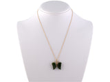 43733 - SOLD - Gold Nephrite Jade Diamond Butterfly Pendant Necklace