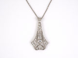 43756 - SOLD - Art Deco Platinum Diamond Filigree Bell Pendant Necklace