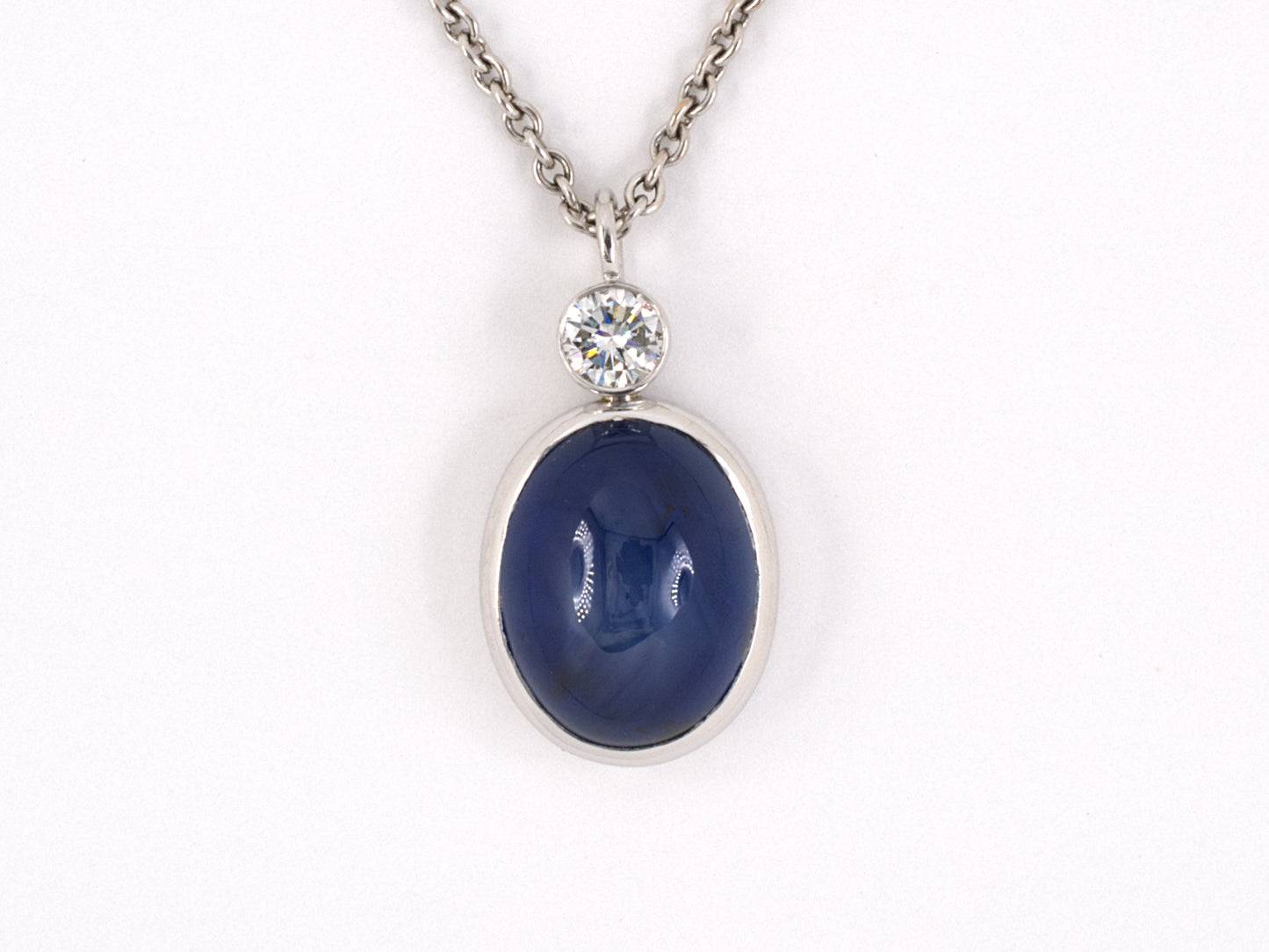 43771 - SOLD - Platinum AGL Ceylon Star Sapphire Diamond Pendant And Necklace