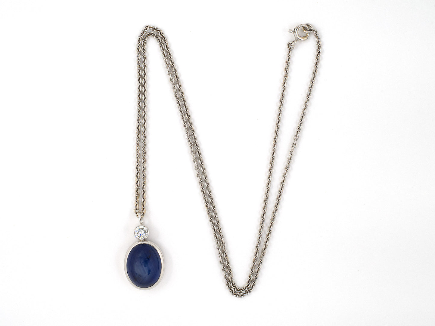 43771 - SOLD - Platinum AGL Ceylon Star Sapphire Diamond Pendant And Necklace
