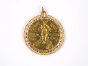 43799 - Gold $50. Mexican Coin Pendant