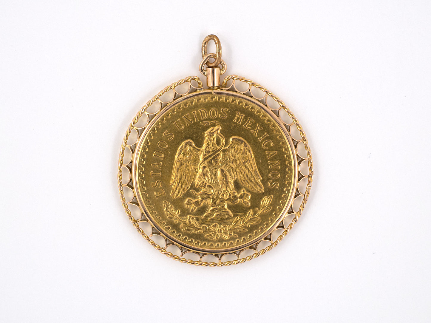 43799 - Gold $50. Mexican Coin Pendant