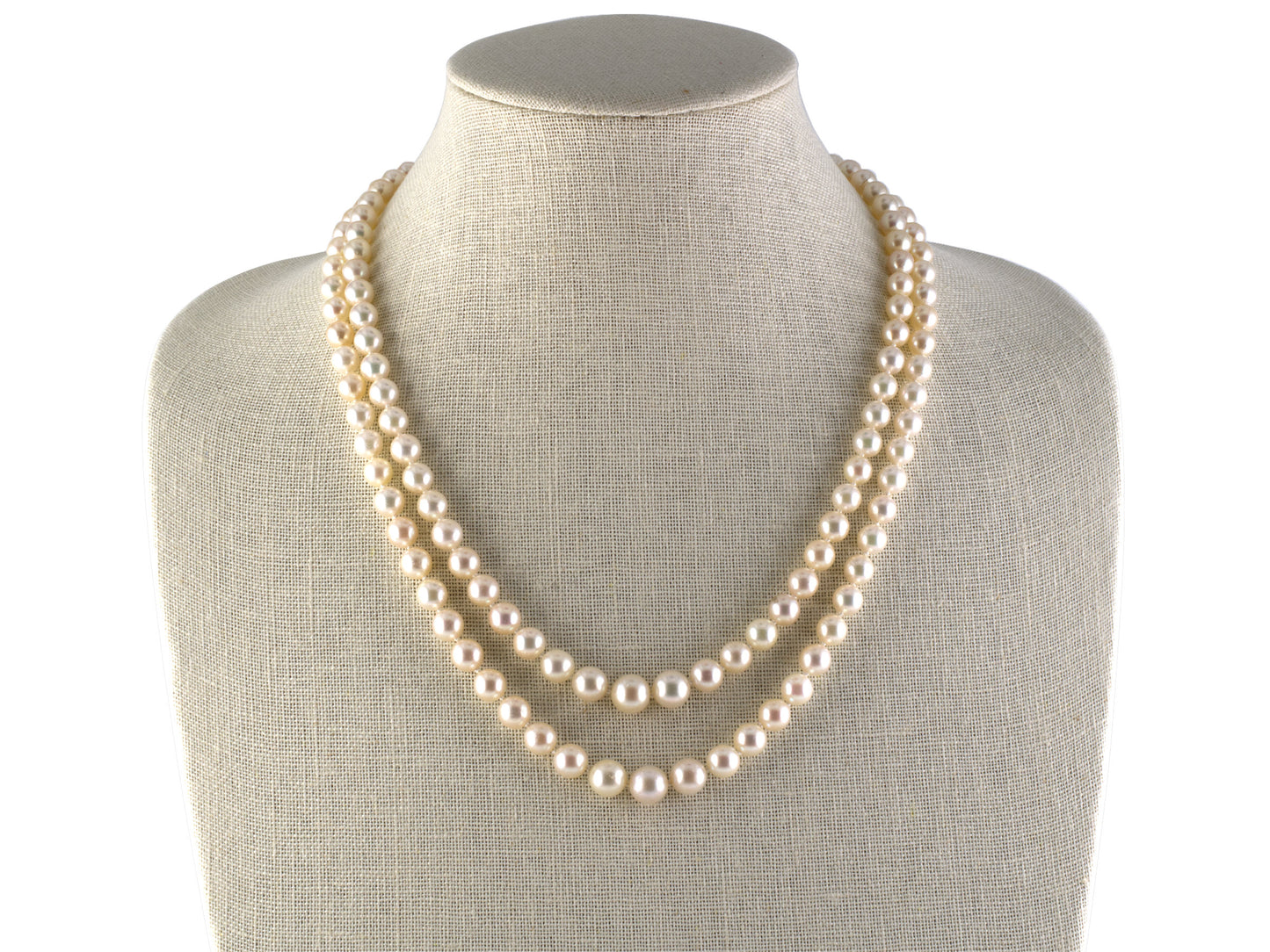 43801 - SOLD - Platinum Diamond Graduated Pearl Necklace