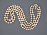 43801 - Platinum Diamond Graduated Pearl Necklace