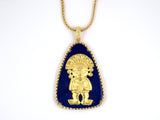 43829 - Circa 1970 Hammerman Gold Lapis Aztec Figure Pendant