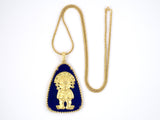 43829 - Circa 1970 Hammerman Gold Lapis Aztec Figure Pendant