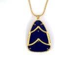 43829 - Circa 1970 Hammerman Gold Lapis Aztec Figure Pendant