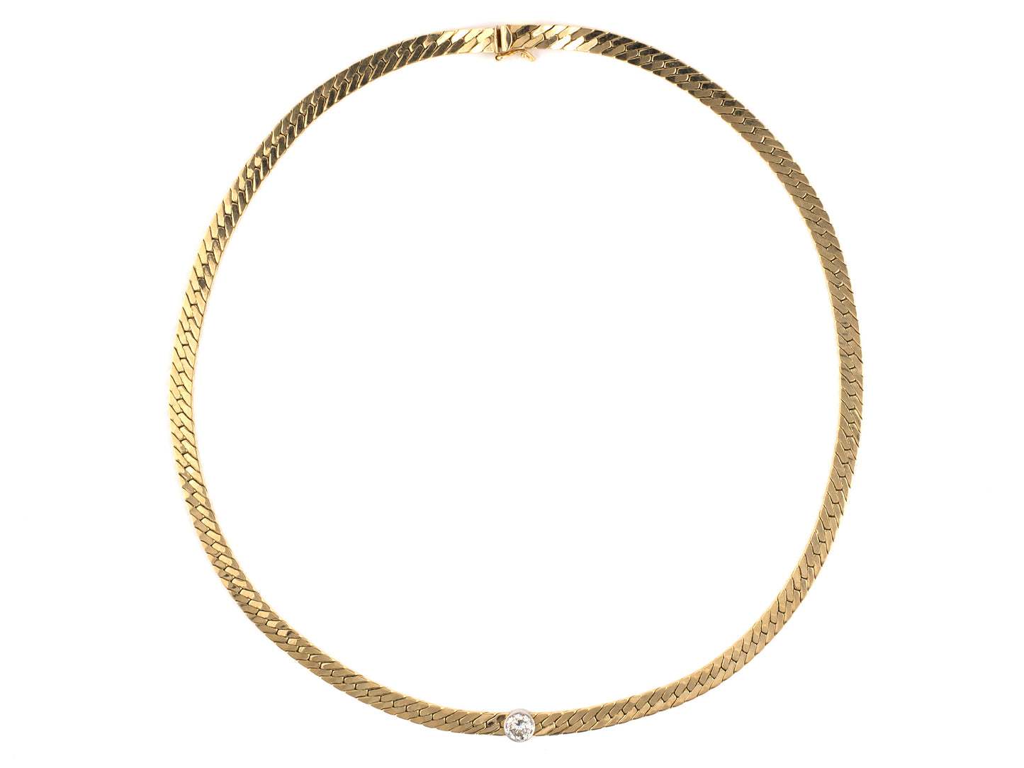 43837 - SOLD - Gold Platinum Diamond Solitaire Necklace