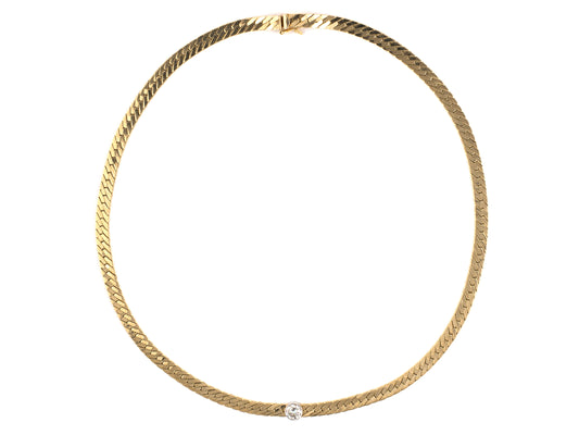 43837 - SOLD - Gold Platinum Diamond Solitaire Necklace