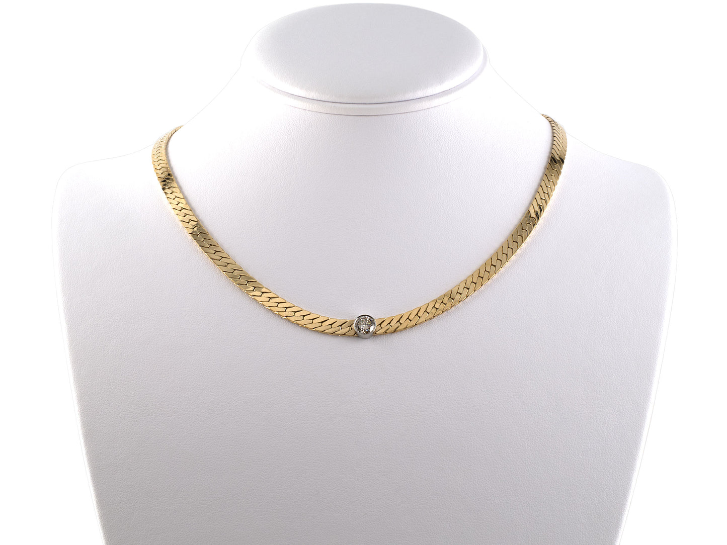 43837 - SOLD - Gold Platinum Diamond Solitaire Necklace