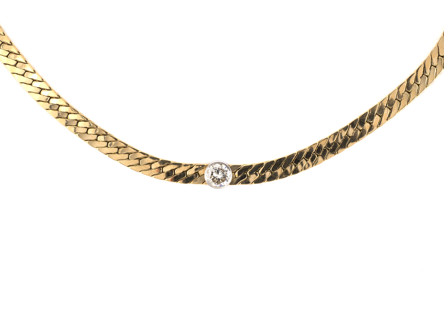43837 - SOLD - Gold Platinum Diamond Solitaire Necklace