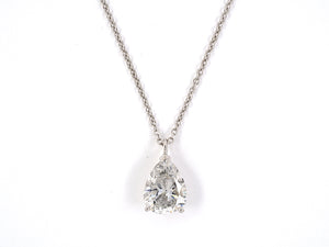 43869 - SOLD - Platinum Diamond Solitaire Pear Pendant Necklace