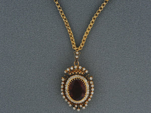 43870 - Victorian Gold Citrine Diamond Pin Pendant