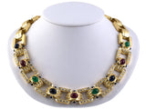 43888 - SOLD - Gold Ruby Sapphire Emerald Diamond Necklace