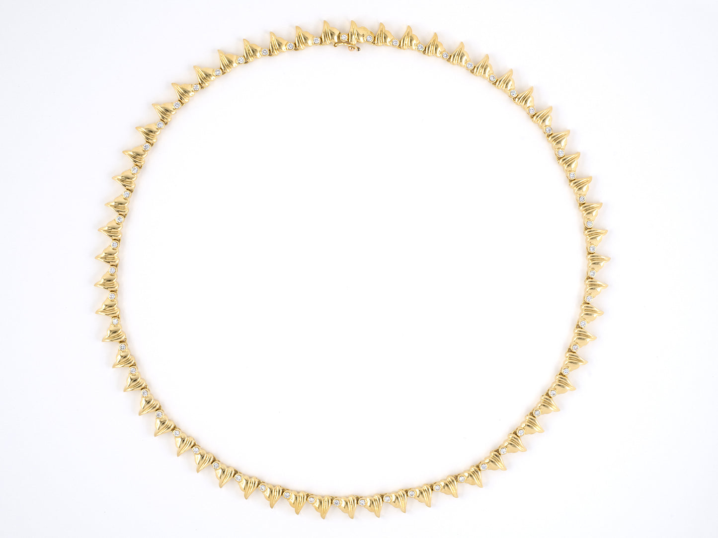 43907 - SOLD - Circa 1994 Hennell Gold Diamond Heart Link Festoon Necklace