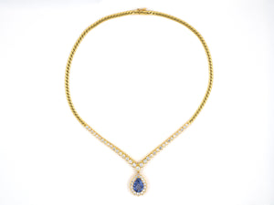 43924 - SOLD - Gold Sapphire Diamond Pendant Necklace