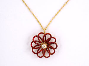 43930 - Victorian Gold Diamond Red Enamel Pendant