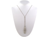 43933 - Art Deco Platinum Diamond Filigree Drop Pendant Necklace