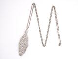 43933 - Art Deco Platinum Diamond Filigree Drop Pendant Necklace