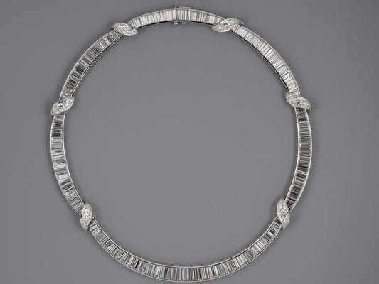 43936 - Circa 1950 Platinum Diamond Choker Necklace
