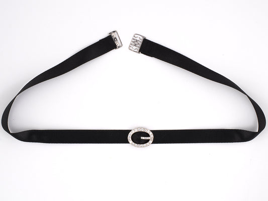 43994 - Circa 1950 Platinum Diamond Velvet Choker Necklace