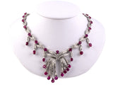 44026 - Circa1950 Platinum Diamond GIA Ruby Sapphire Festoon Necklace