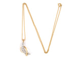 44458 - Gold Platinum Diamond Ribbon Pendant Necklace