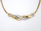 44670 - Circa1980 Gold Diamond Twisted Center Necklace