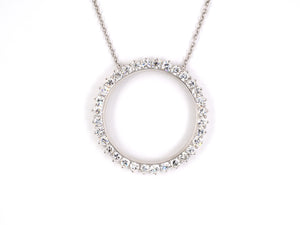 45013 - SOLD - Platinum Diamond Circle Pendant Necklace