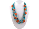 45019 - Gold Coral Turquoise Rondel Necklace