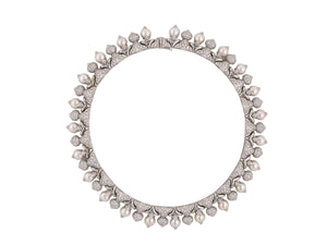 45039 - SOLD - Bulgari Gold Diamond Pearl Necklace
