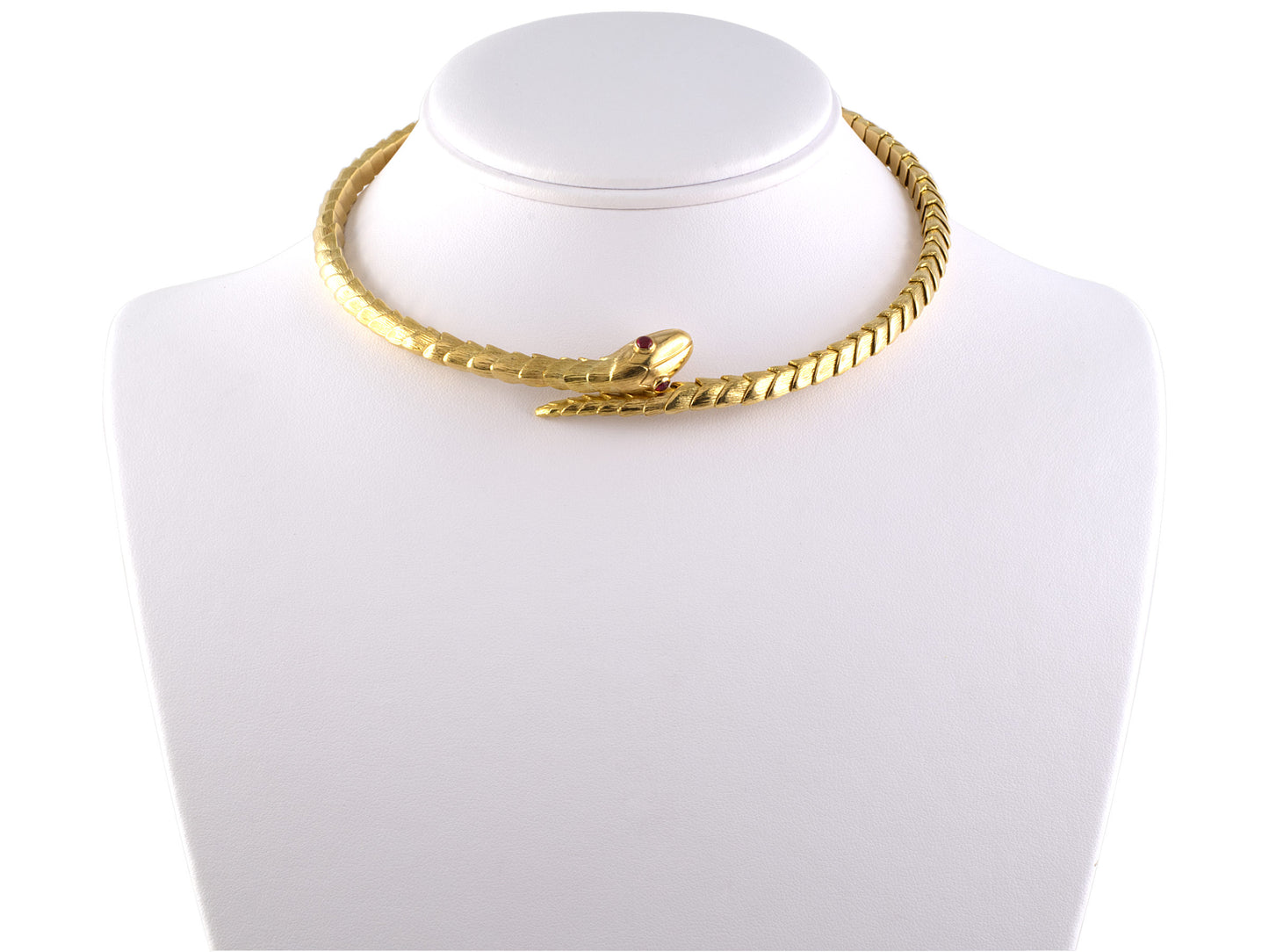 45046 - Circa 1960 Webb Gold Ruby Snake Choker Necklace