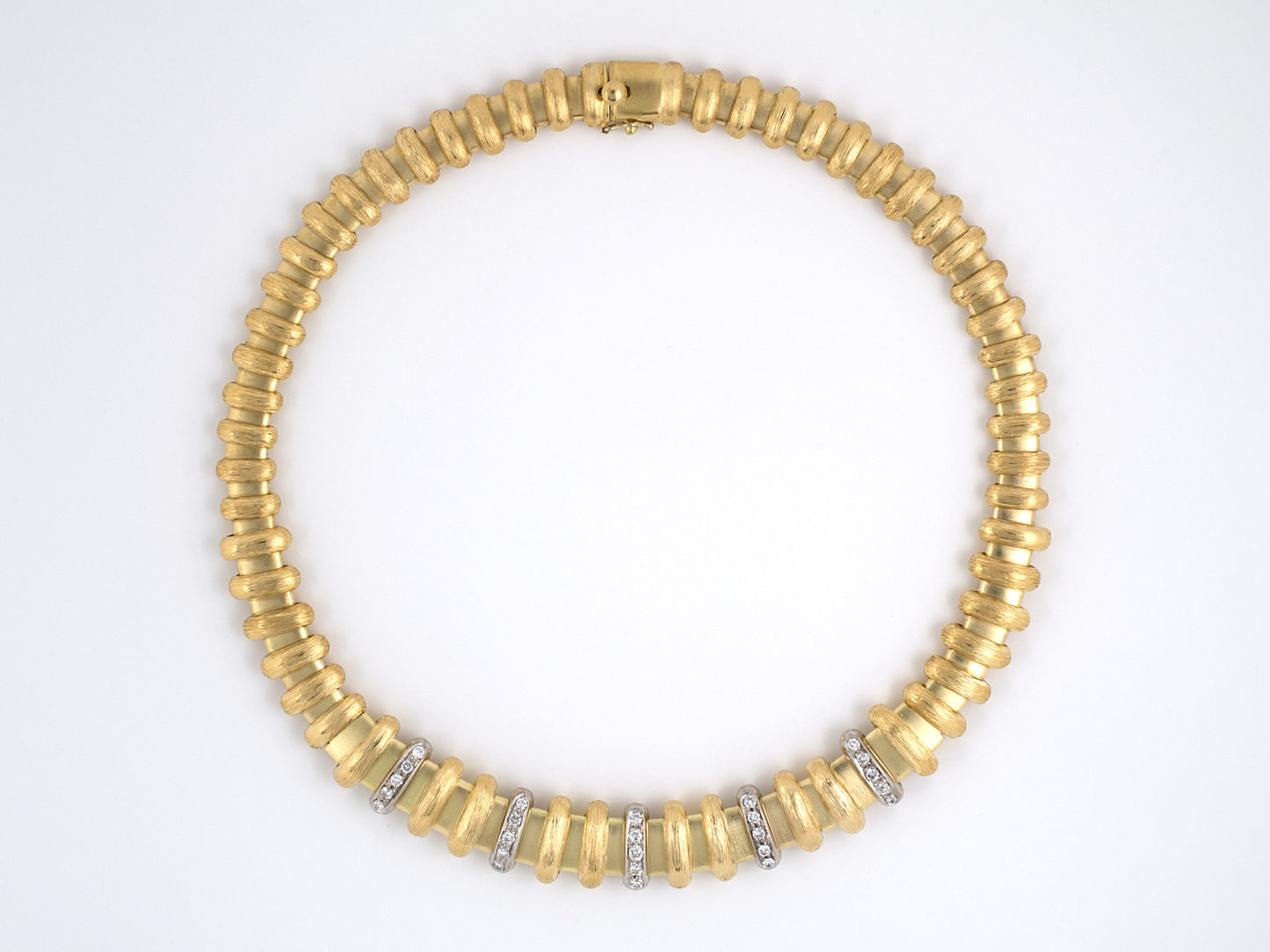 45055 - SOLD - Gold Diamond Bar Link Necklace