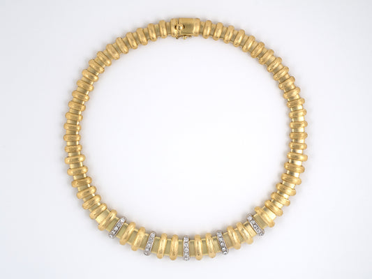 45055 - SOLD - Gold Diamond Bar Link Necklace